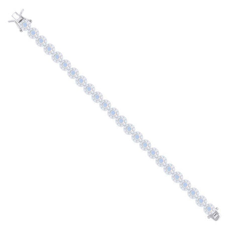 925 Sterling Silver Cz Flower Bracelet