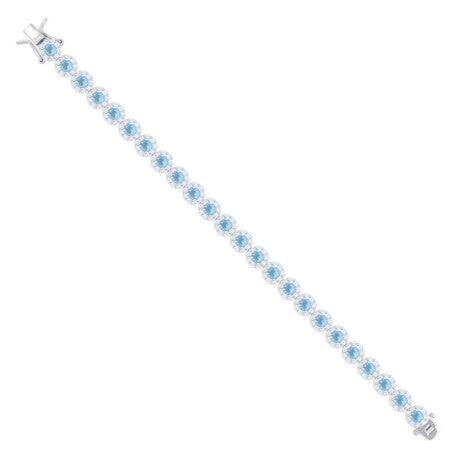 925 Sterling Silver Cz Flower Bracelet