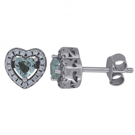 925 Sterling Silver Cz Heart Earrings