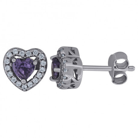 925 Sterling Silver Cz Heart Earrings