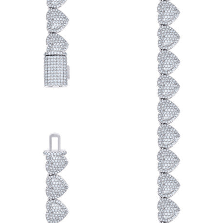925 Sterling Silver Cz Heart Necklace 10mm