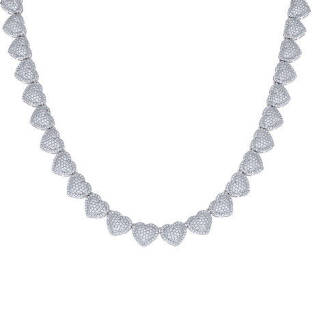 925 Sterling Silver Cz Heart Necklace 10mm