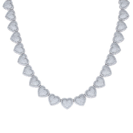 925 Sterling Silver Cz Heart Necklace 12mm