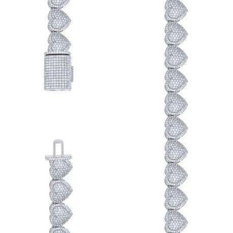 925 Sterling Silver Cz Heart Necklace 12mm