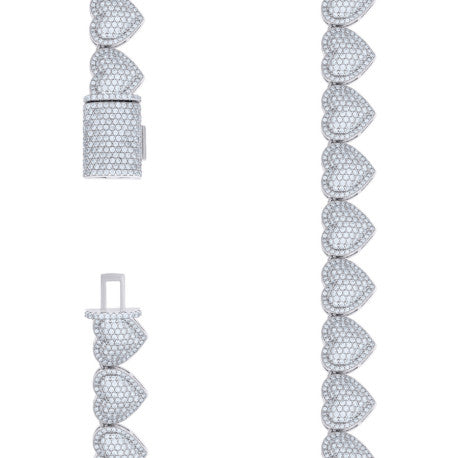925 Sterling Silver Cz Heart Necklace 14mm