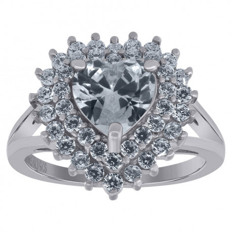 925 Sterling Silver Cz Heart Ring