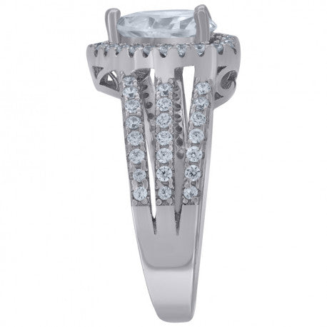 925 Sterling Silver Cz Heart Ring