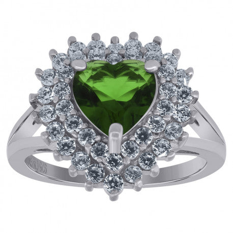 925 Sterling Silver Cz Heart Ring