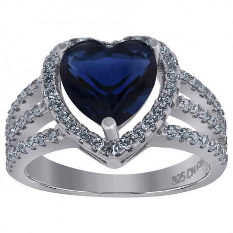 925 Sterling Silver Cz Heart Ring