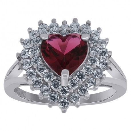 925 Sterling Silver Cz Heart Ring