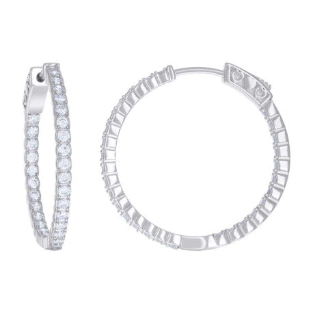 925 Sterling Silver Cz Hoop Earrings 2.0-25mm-45mm