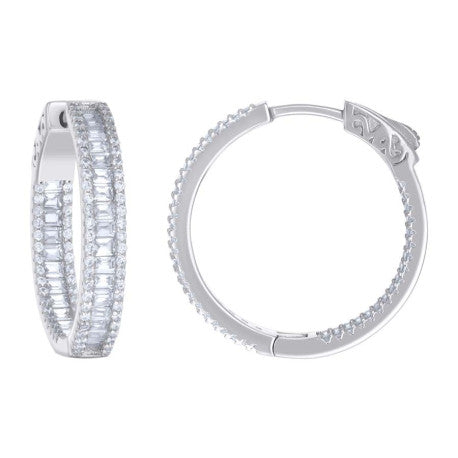 925 Sterling Silver Cz Hoop Earrings 4-25mm-30mm