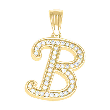 925 Sterling Silver Cz Initial "B" Pendant