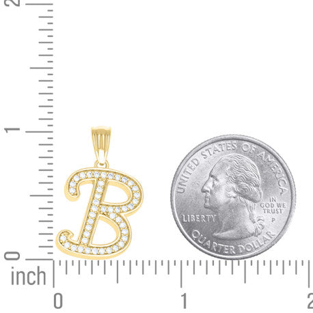 925 Sterling Silver Cz Initial "B" Pendant