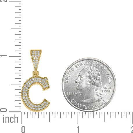 925 Sterling Silver Cz Initial "C" Pendant