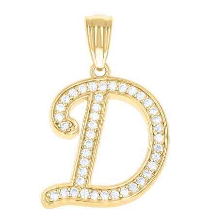 925 Sterling Silver Cz Initial "D" Pendant