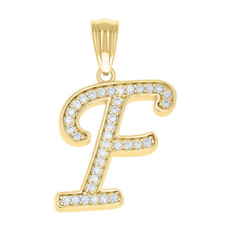 925 Sterling Silver Cz Initial "F" Pendant