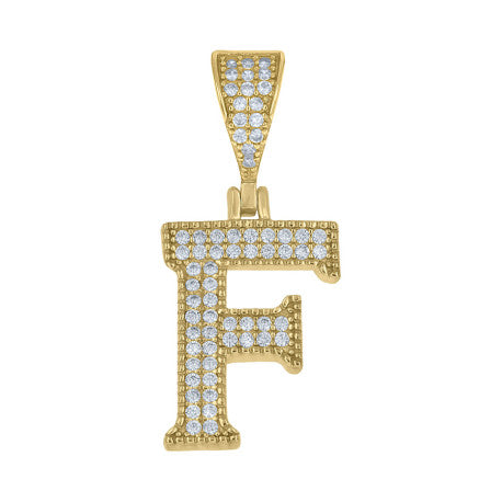 925 Sterling Silver Cz Initial "F" Pendant