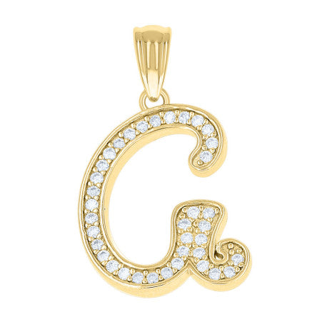 925 Sterling Silver Cz Initial "G" Pendant