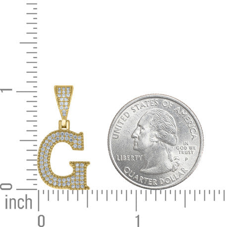 925 Sterling Silver Cz Initial "G" Pendant