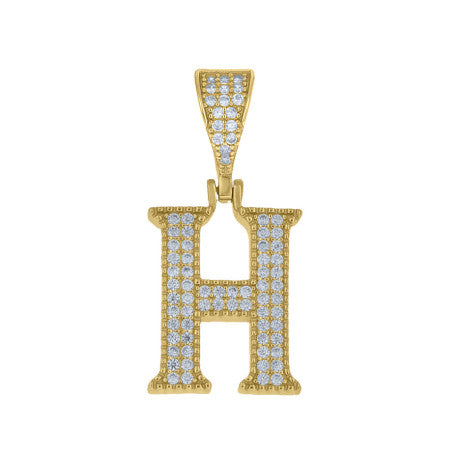 925 Sterling Silver Cz Initial "H" Pendant