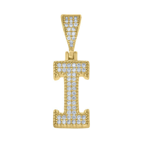 925 Sterling Silver Cz Initial "I" Pendant
