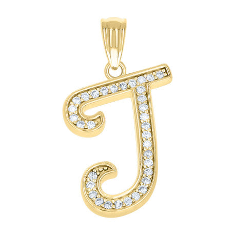 925 Sterling Silver Cz Initial "J" Pendant
