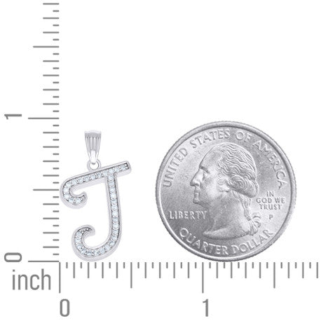 925 Sterling Silver Cz Initial "J" Pendant