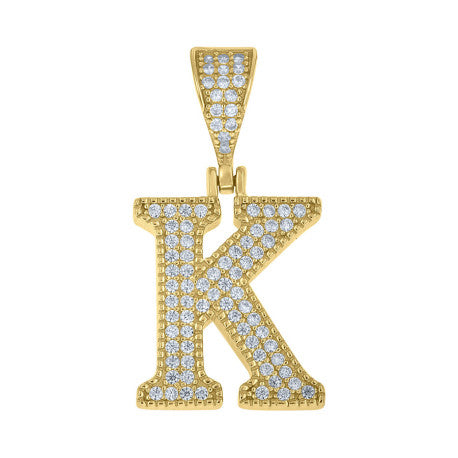 925 Sterling Silver Cz Initial "K" Pendant