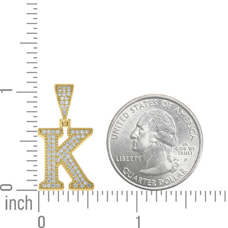 925 Sterling Silver Cz Initial "K" Pendant