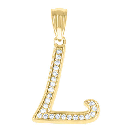 925 Sterling Silver Cz Initial "L" Pendant