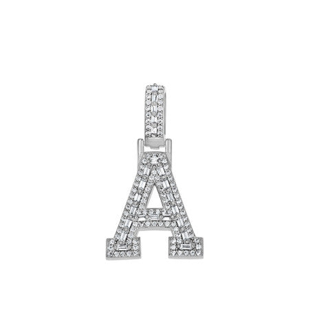 925 Sterling Silver Cz Initial Letter Pendant "A"