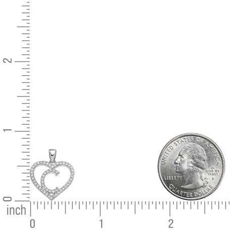 925 Sterling Silver Cz Initial Letter Pendant "C"