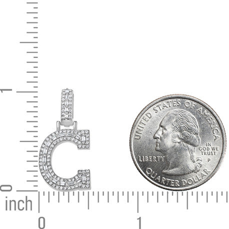 925 Sterling Silver Cz Initial Letter Pendant "C"