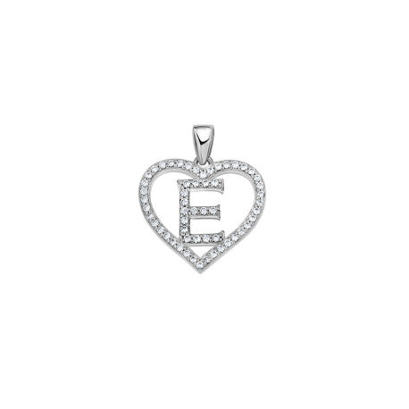 925 Sterling Silver Cz Initial Letter Pendant "E"