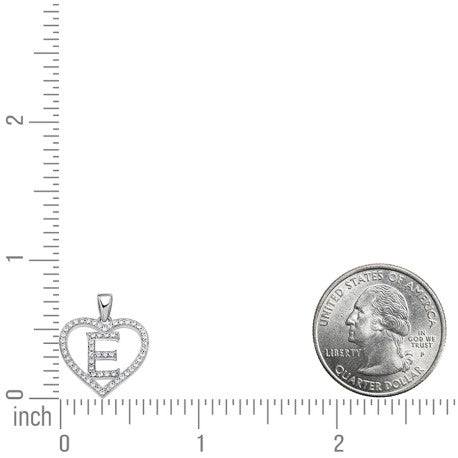 925 Sterling Silver Cz Initial Letter Pendant "E"