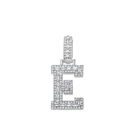 925 Sterling Silver Cz Initial Letter Pendant "E"