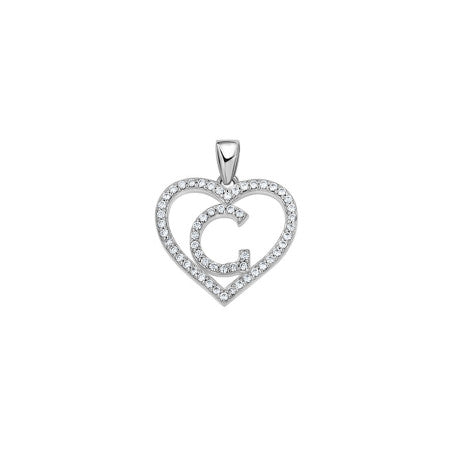 925 Sterling Silver Cz Initial Letter Pendant "G"