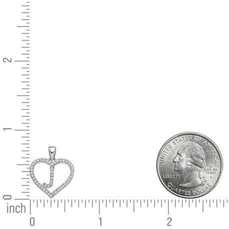 925 Sterling Silver Cz Initial Letter Pendant "J"