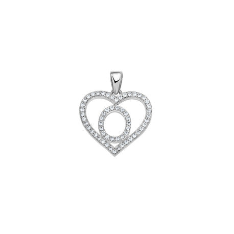 925 Sterling Silver Cz Initial Letter Pendant "O"