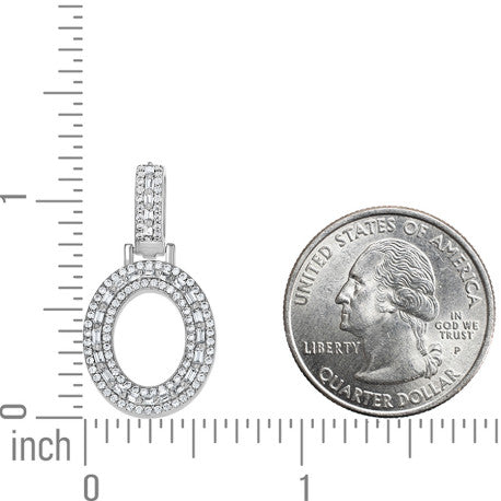 925 Sterling Silver Cz Initial Letter Pendant "O"