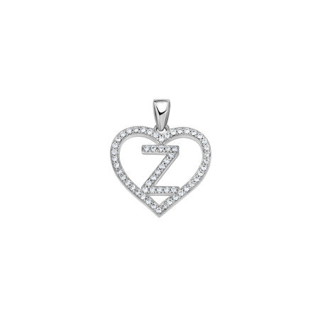 925 Sterling Silver Cz Initial Letter Pendant "Z"