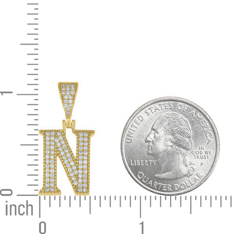 925 Sterling Silver Cz Initial "N" Pendant