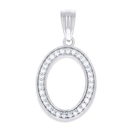 925 Sterling Silver Cz Initial "O" Pendant