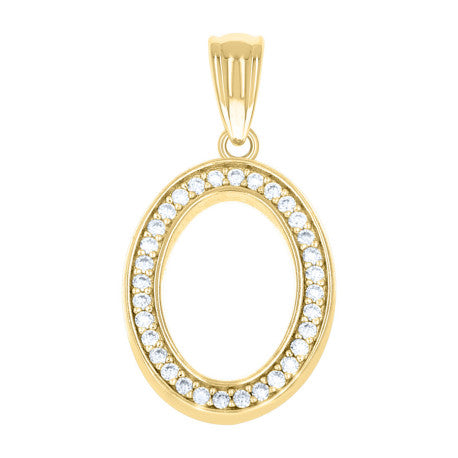925 Sterling Silver Cz Initial "O" Pendant
