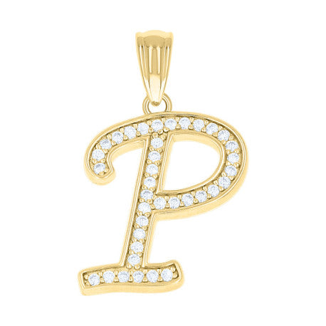925 Sterling Silver Cz Initial "P" Pendant