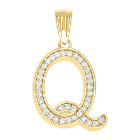 925 Sterling Silver Cz Initial "Q" Pendant