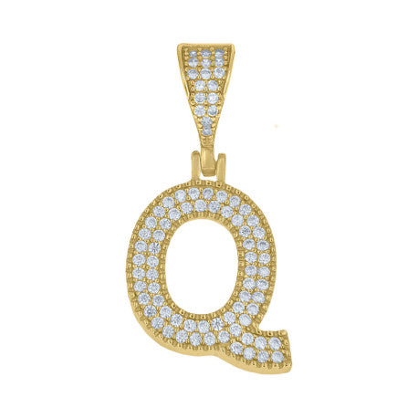 925 Sterling Silver Cz Initial "Q" Pendant