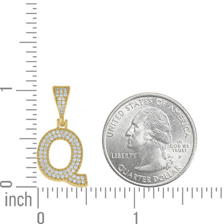 925 Sterling Silver Cz Initial "Q" Pendant