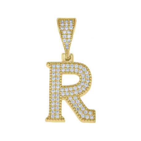 925 Sterling Silver Cz Initial "R" Pendant